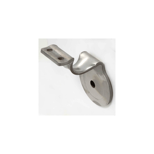 Satin (Brushed) Stainless Steel Wall Mounted Bracket 1 Hole Flat Saddle 3/16" Formed 2-1/2"