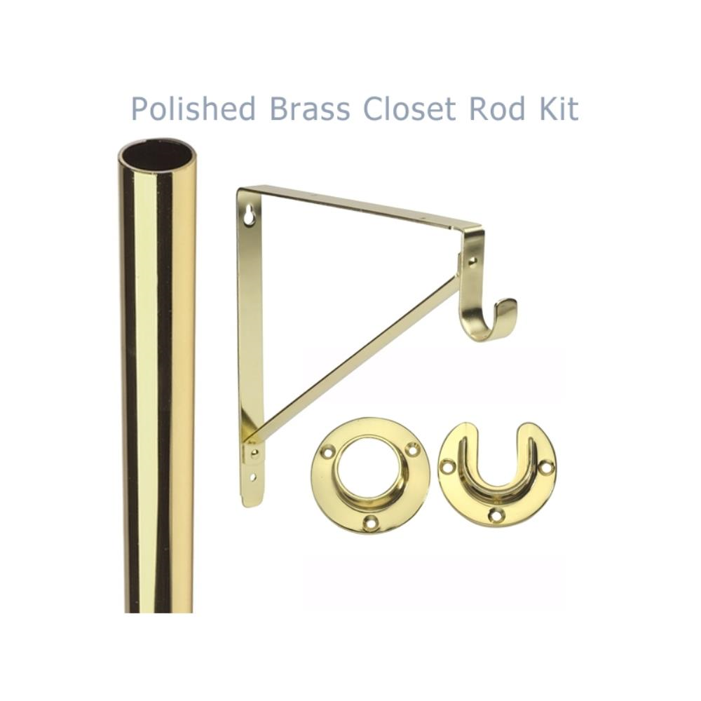 6FT Polished Brass Closet Rod Kit (1-5/16")