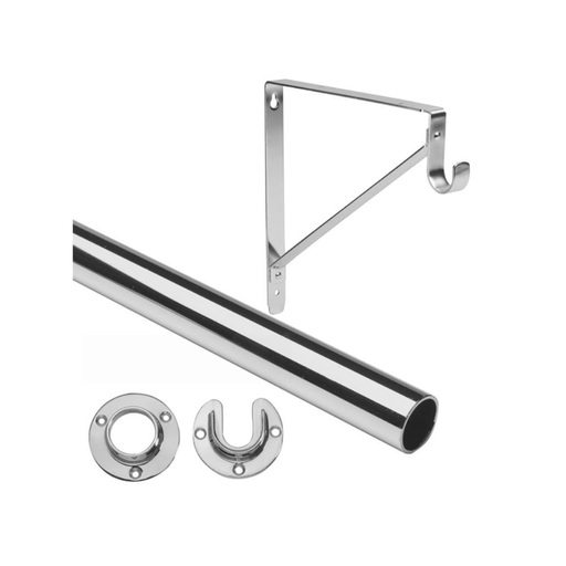 [LB-CK10-A106/6] 6FT Polished Chrome Closet Rod Kit (1-5/16")