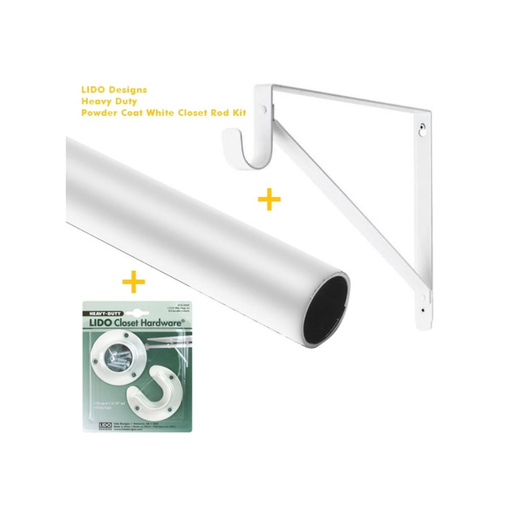 [LB-CK26-A106/6] 6FT Powder Coat White Closet Rod Kit (1-5/16")